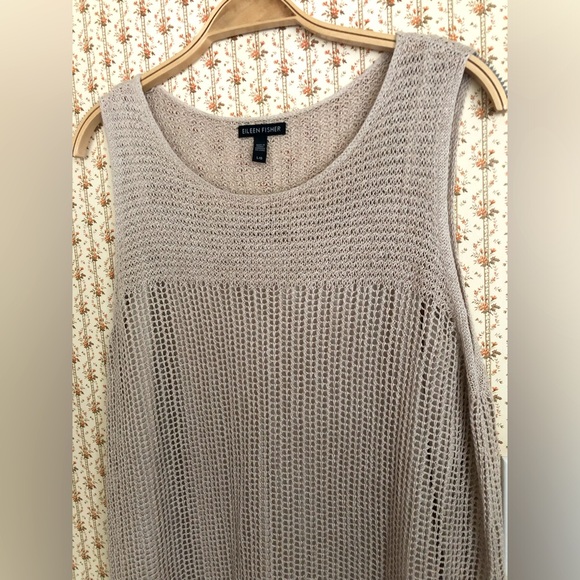 Eileen Fisher 100% Silk Crochet Sheath Sleeveless Midi Dress | Large - Picture 6 of 10